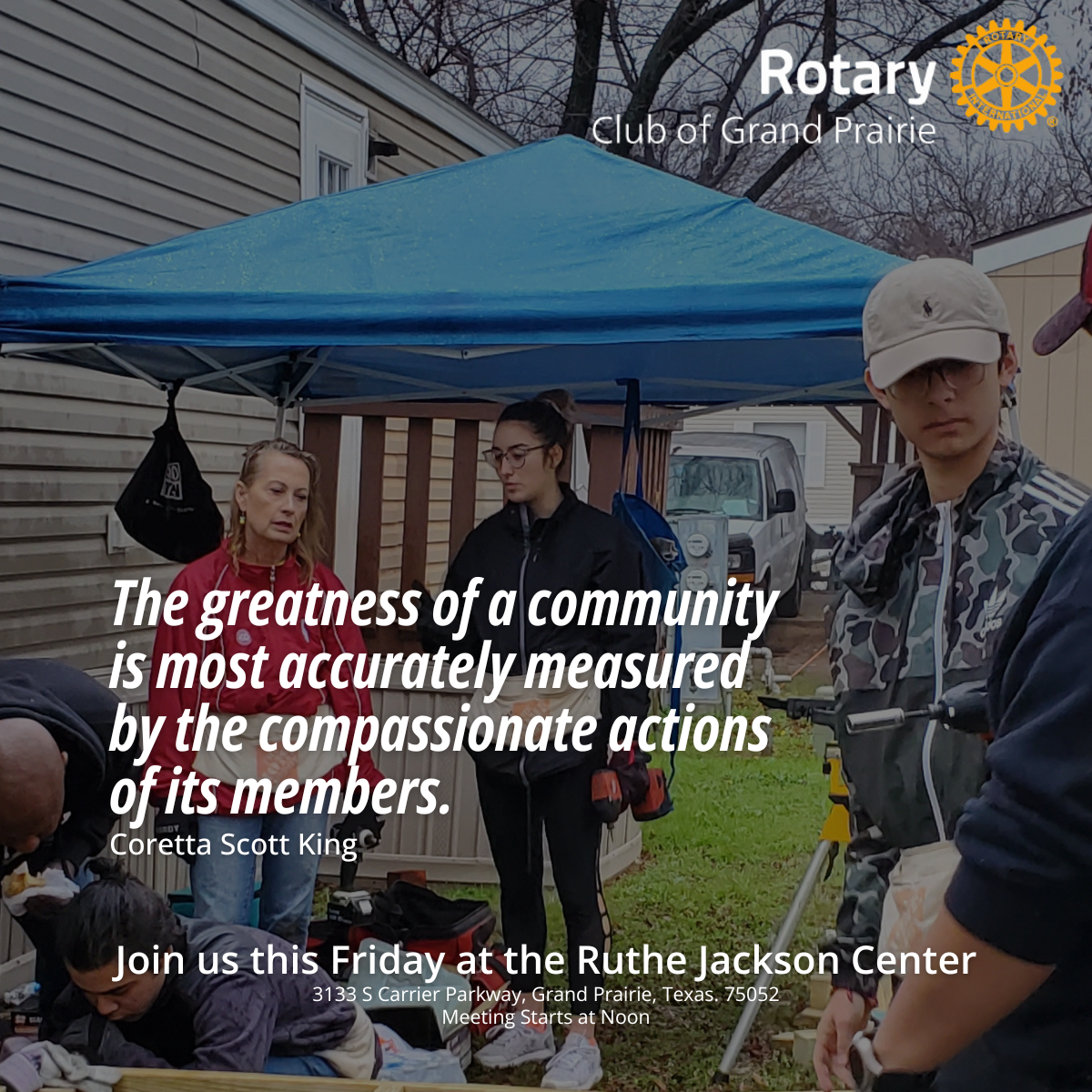 Coretta Scott King quote featured by the Rotary Club of Grand Prairie